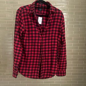 J. Crew Red and Black Checkered Flannel Shirt